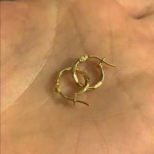 18k yellow solid gold mini hoop earrings